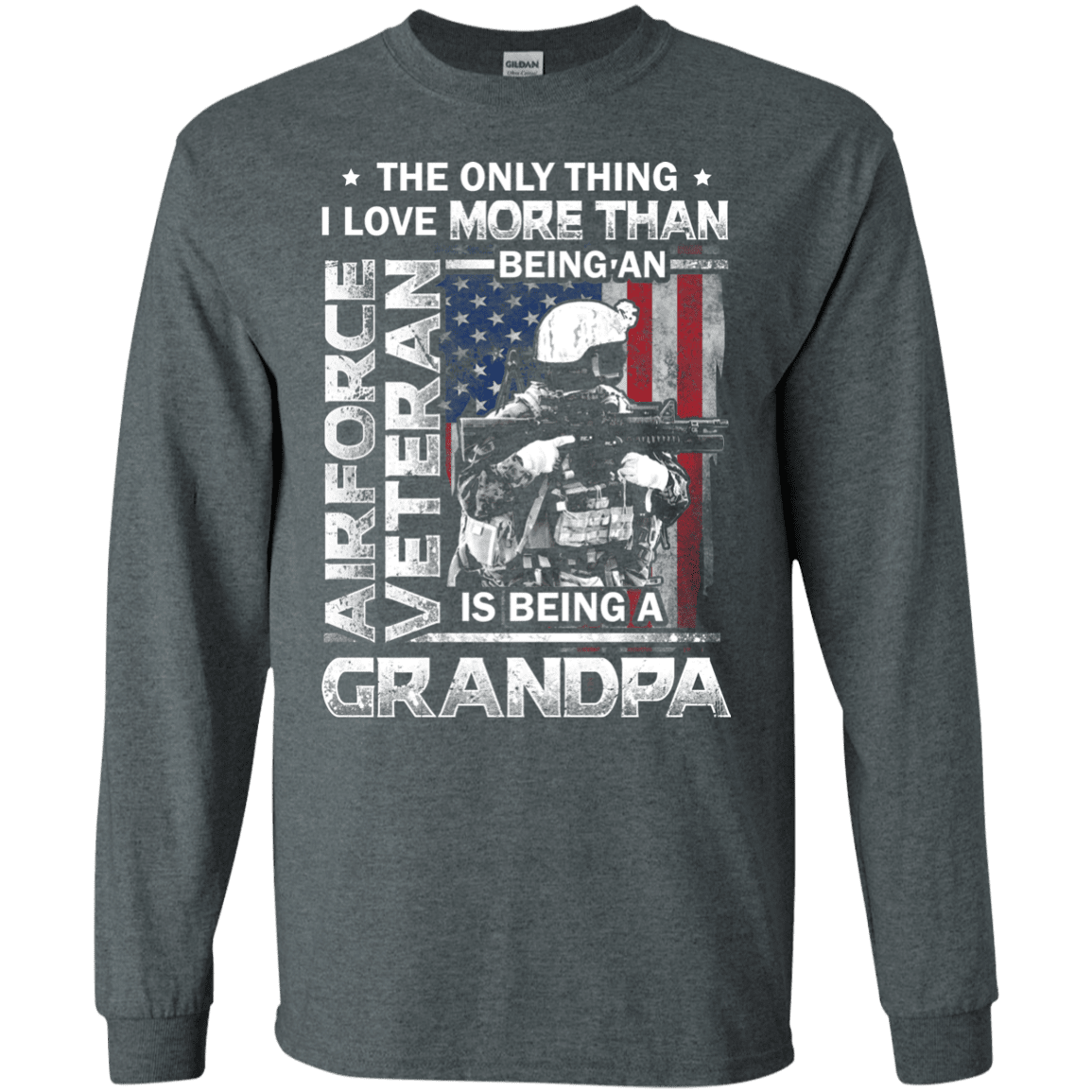 Military T-Shirt "Airforce Veteran I love Being A Grandpa Men" Front-TShirt-General-Veterans Nation