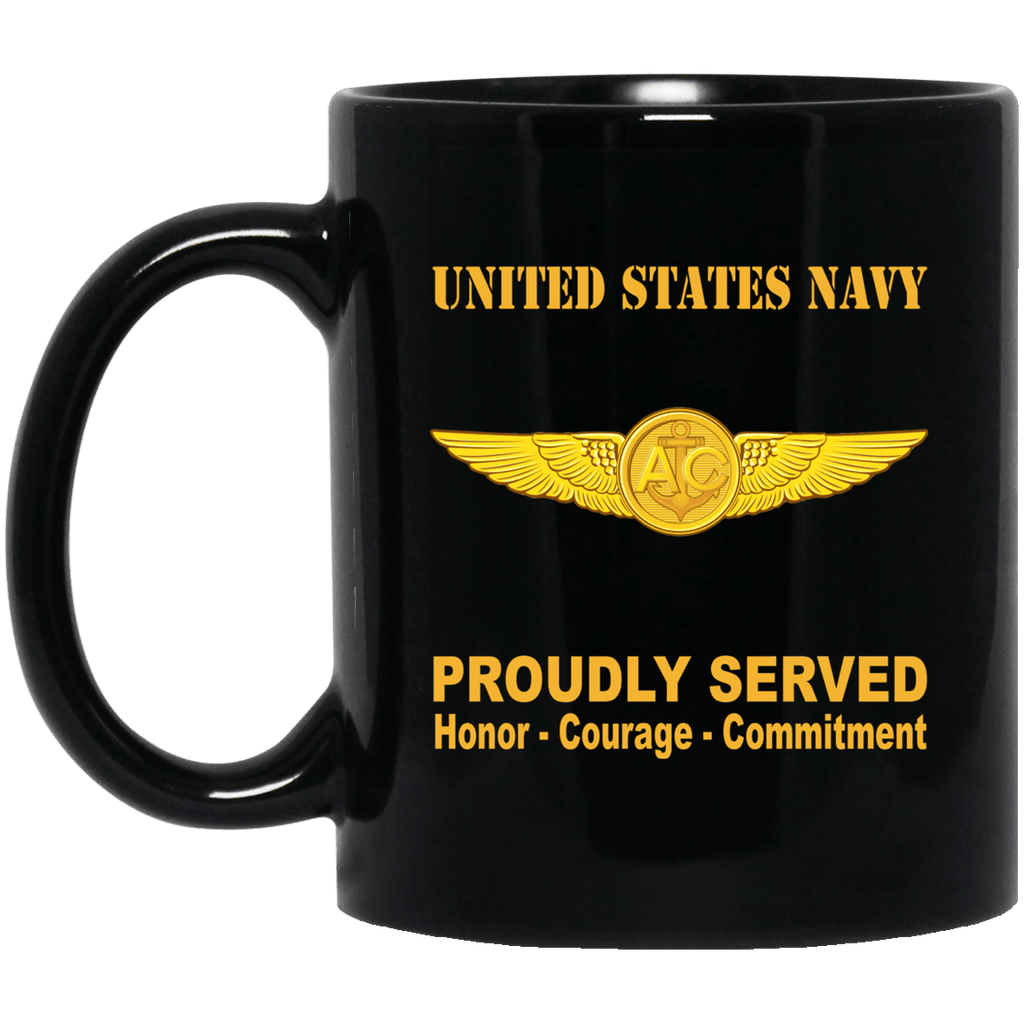 U.S. Navy Naval Aircrew Warfare Specialist Badge 11 oz - 15 oz Black Mug-Mug-Navy-Badge-Veterans Nation