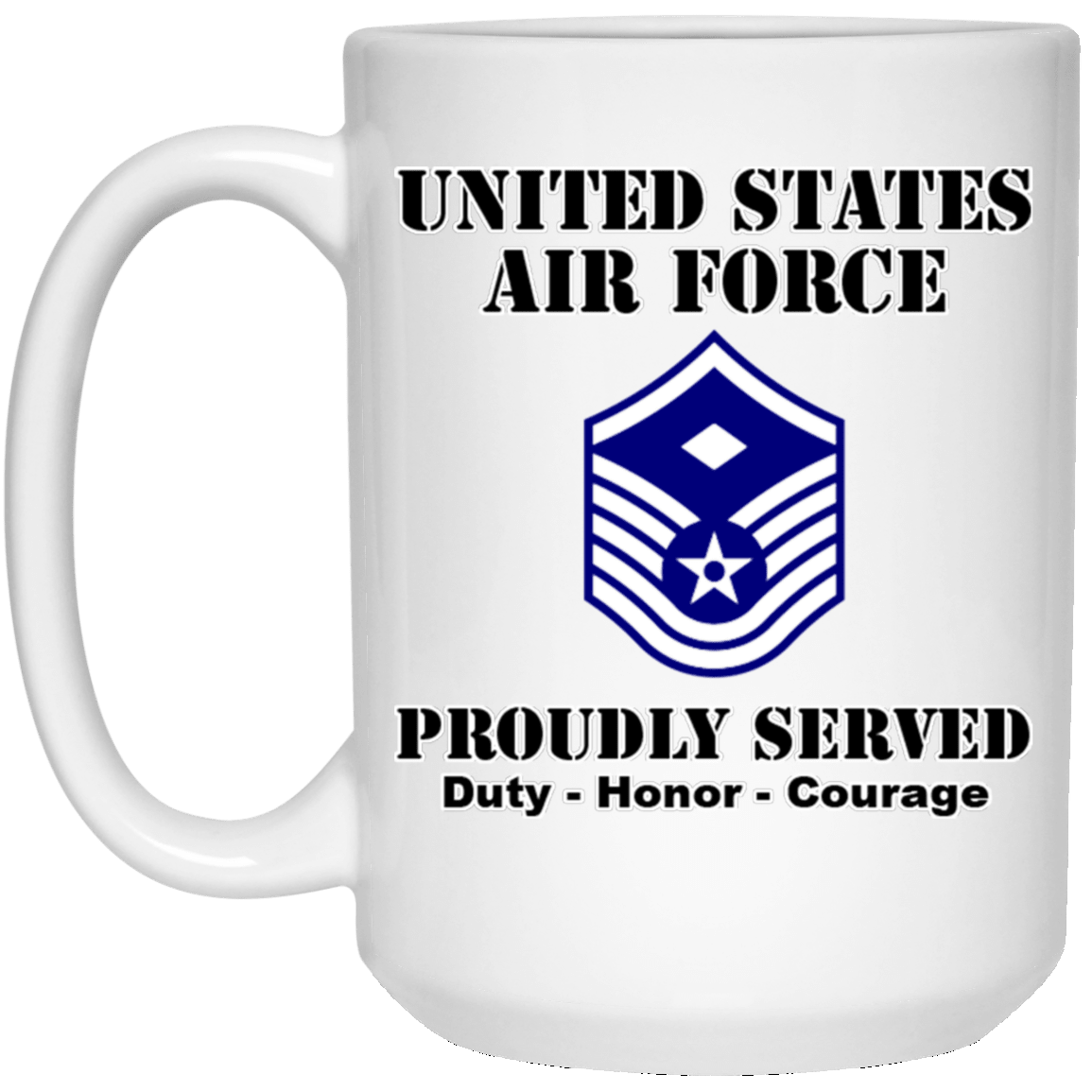 US Air Force E-7 First Sergeant Ranks White Coffee Mug - Stainless Travel Mug-Mug-USAF-Ranks-Veterans Nation