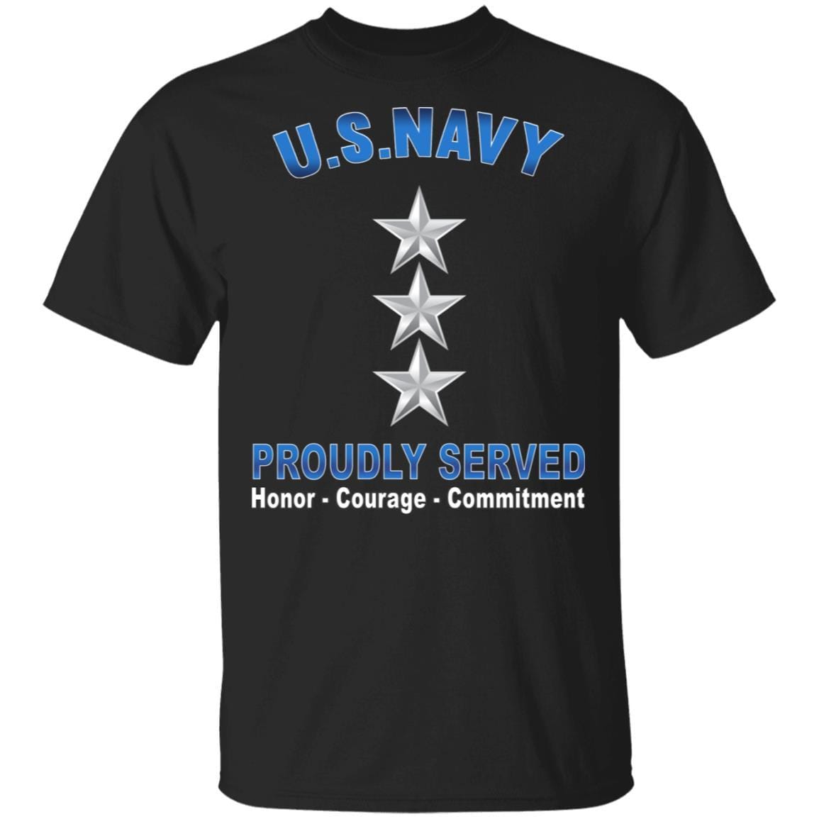 US Navy O-9 Vice Admiral O9 VADM Flag Officer Proudly Served T-Shirt On Front-Apparel-Veterans Nation