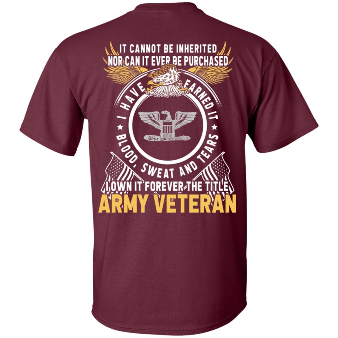 US Army O-6 Colonel O6 COL Field Officer Ranks T-Shirt For Men On Back-TShirt-Army-Veterans Nation