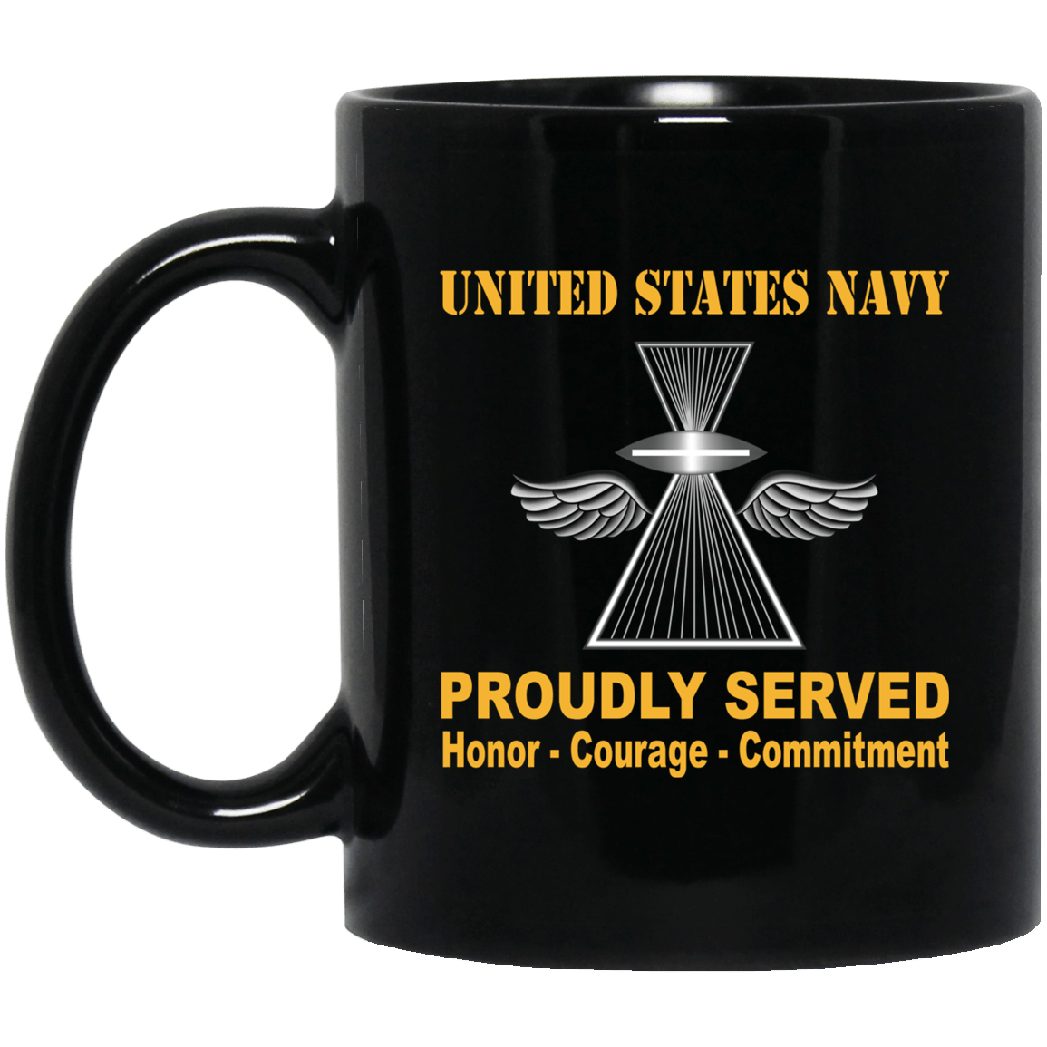 US Navy Photographer's Mate Navy PH Proudly Served Black Mug 11 oz - 15 oz-Mug-Navy-Rate-Veterans Nation