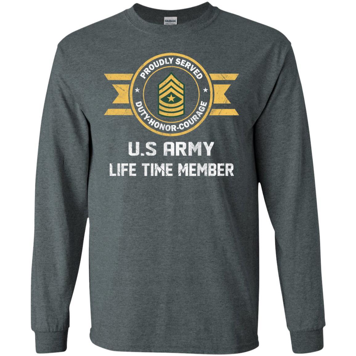 Life Time Member - US Army E-9 Sergeant Major E9 SGM Noncommissioned Officer Ranks Men T Shirt On Front-TShirt-Army-Veterans Nation