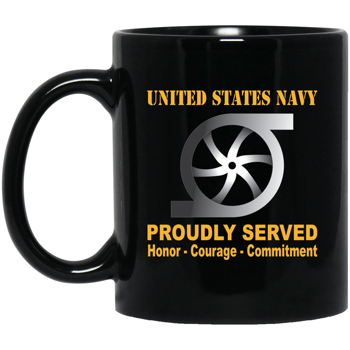 Navy Gas Turbine Systems Technician Navy GS Proudly Served Black Mug 11 oz - 15 oz-Mug-Navy-Rate-Veterans Nation