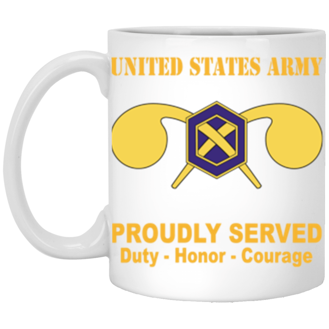 US Army Chemical Corps Proudly Served Core Values 11 oz. White Mug-Drinkware-Veterans Nation