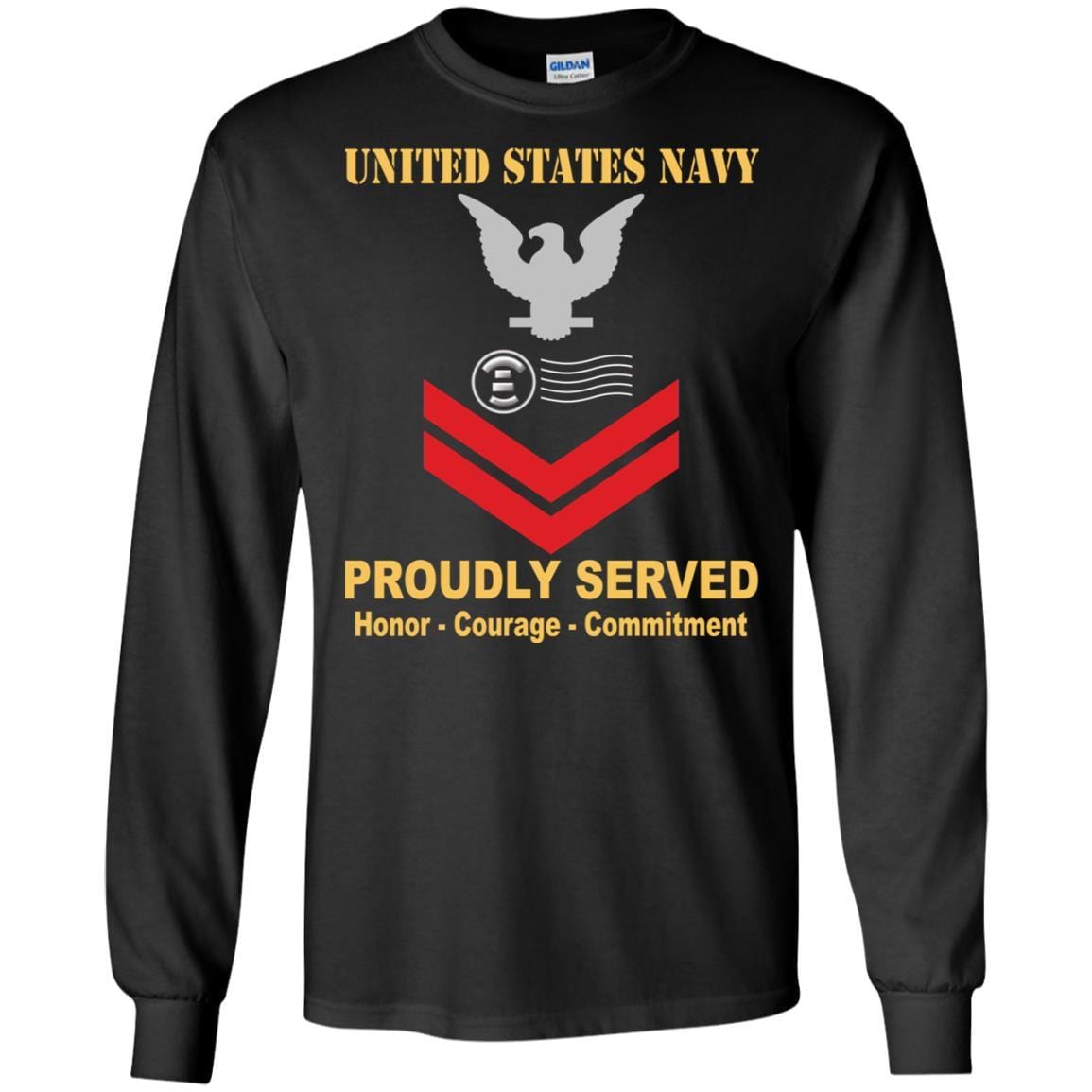 Navy Postal Clerk Navy PC E-5 Rating Badges Proudly Served T-Shirt For Men On Front-TShirt-Navy-Veterans Nation