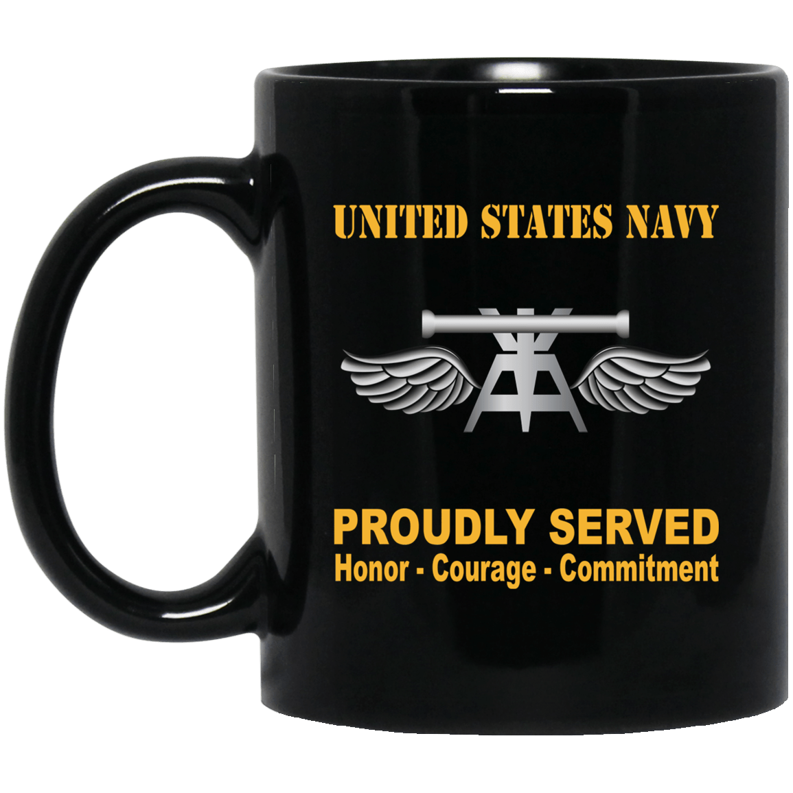 Navy Aviation Fire Control Tech Navy AQ Proudly Served Black Mug 11 oz - 15 oz-Mug-Navy-Rate-Veterans Nation