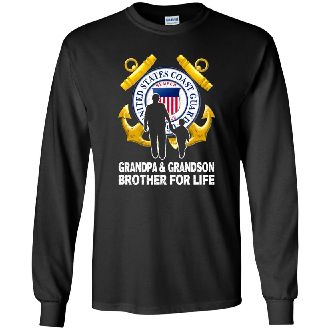 COAST GUARD GRANDPA AND GRANDDAUGHTER ( GRANDSON ) BROTHER FOR LIFE T-Shirt On Front-TShirt-USCG-Veterans Nation