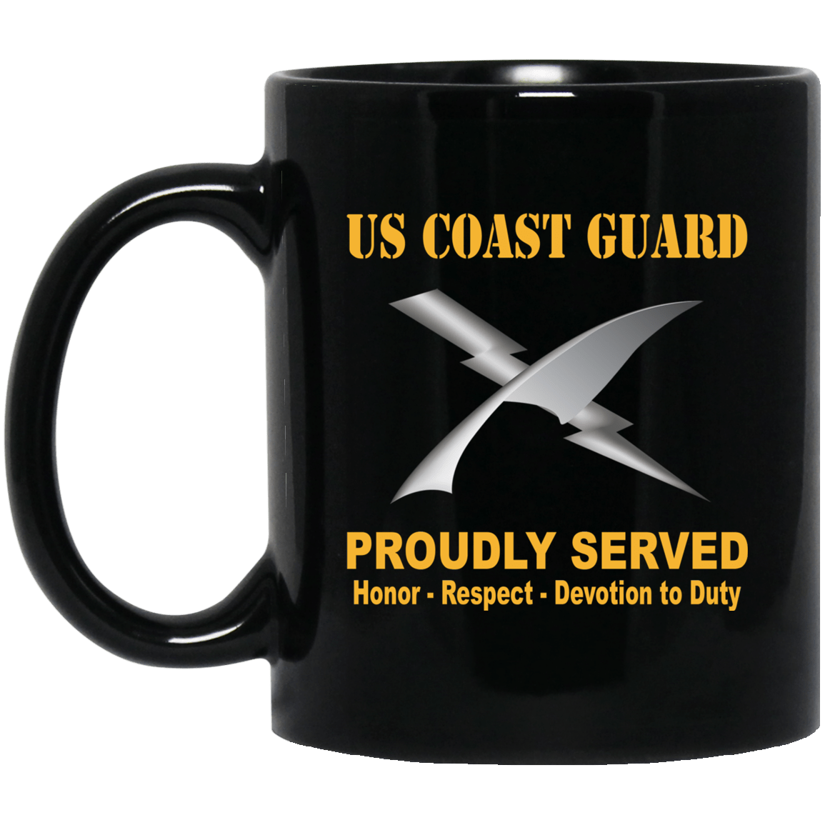 US Coast Guard Intelligence Specialist IS Logo Proudly Served Black Mug 11 oz - 15 oz-Mug-USCG-Rate-Veterans Nation