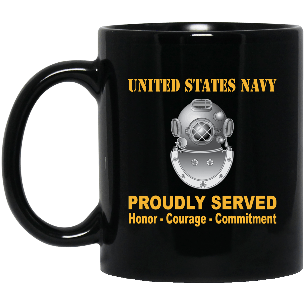 Navy Diver Navy ND Proudly Served Black Mug 11 oz - 15 oz-Mug-Navy-Rate-Veterans Nation