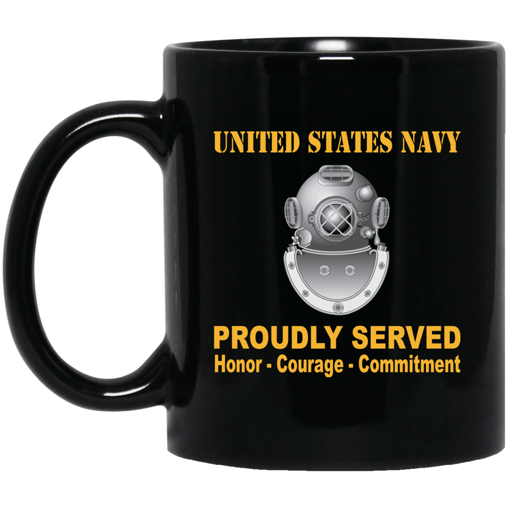 Navy Diver Navy ND Proudly Served Black Mug 11 oz - 15 oz-Mug-Navy-Rate-Veterans Nation