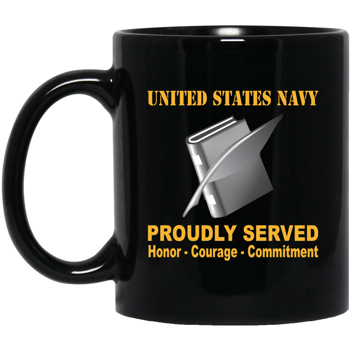 Navy Personnel Specialist Navy PS Proudly Served Black Mug 11 oz - 15 oz-Mug-Navy-Rate-Veterans Nation