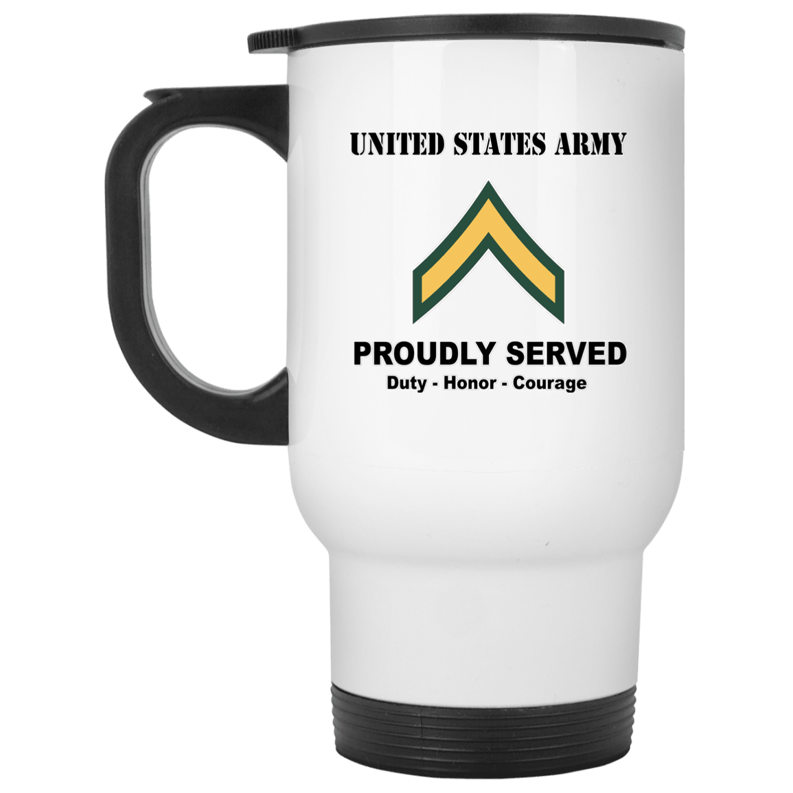 Army E-2 PV2 E2 Private Second Class Ranks White Coffee Mug - Stainless Travel Mug-Mug-Army-Ranks-Veterans Nation