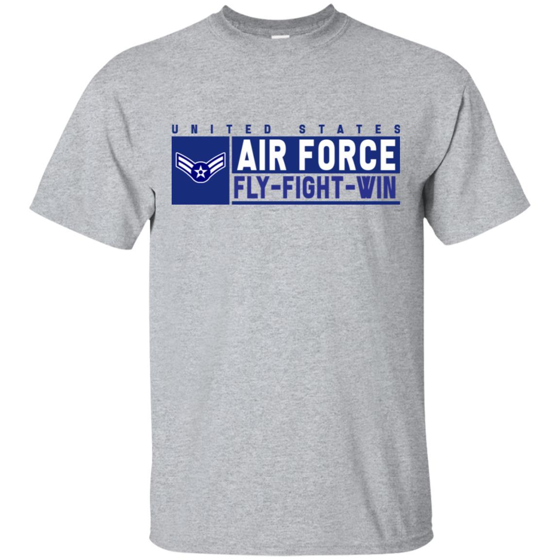 US Air Force E-3 Airman First Class Fly - Fight - Win T-Shirt On Front For Men-TShirt-USAF-Veterans Nation