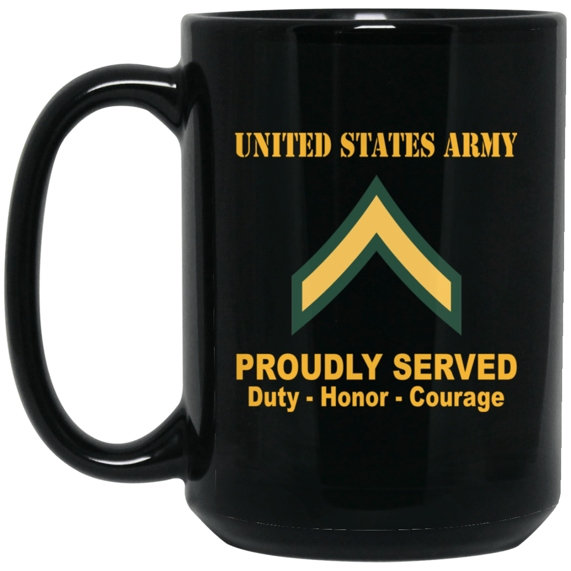 US Army E-2 PV2 E2 Private Second Class Ranks Proudly Served Black Mug Black Mug-Mug-Army-Ranks-Veterans Nation