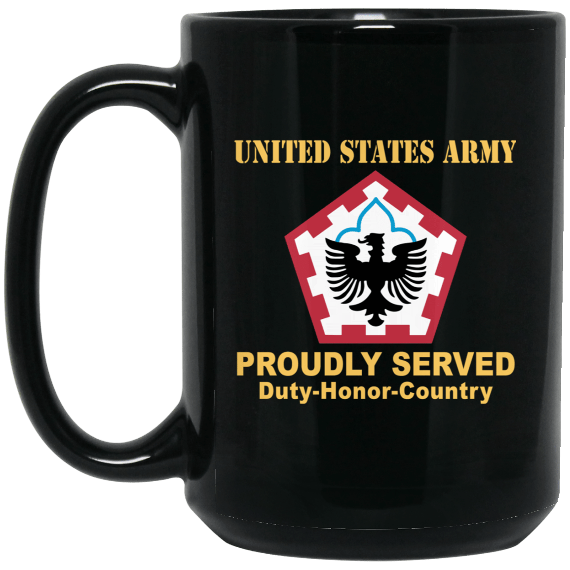 US ARMY 555TH ENGINEER BRIGADE- 11 oz - 15 oz Black Mug-Mug-Army-CSIB-Veterans Nation