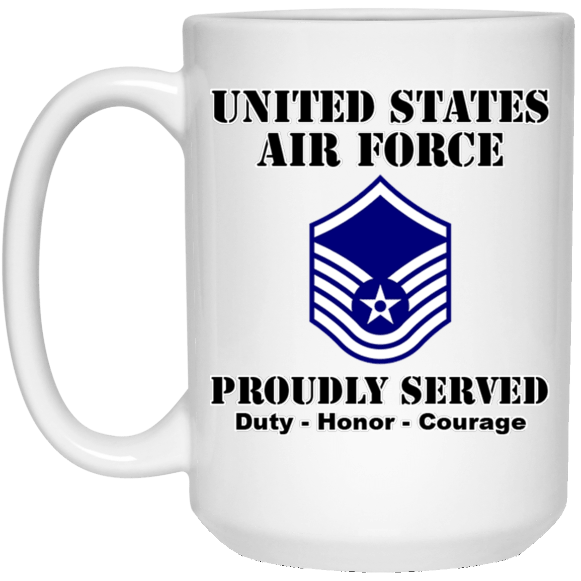 US Air Force E-7 Master Sergeant MSgt E7 Noncommissioned Officer Ranks White Coffee Mug - Stainless Travel Mug-Mug-USAF-Ranks-Veterans Nation