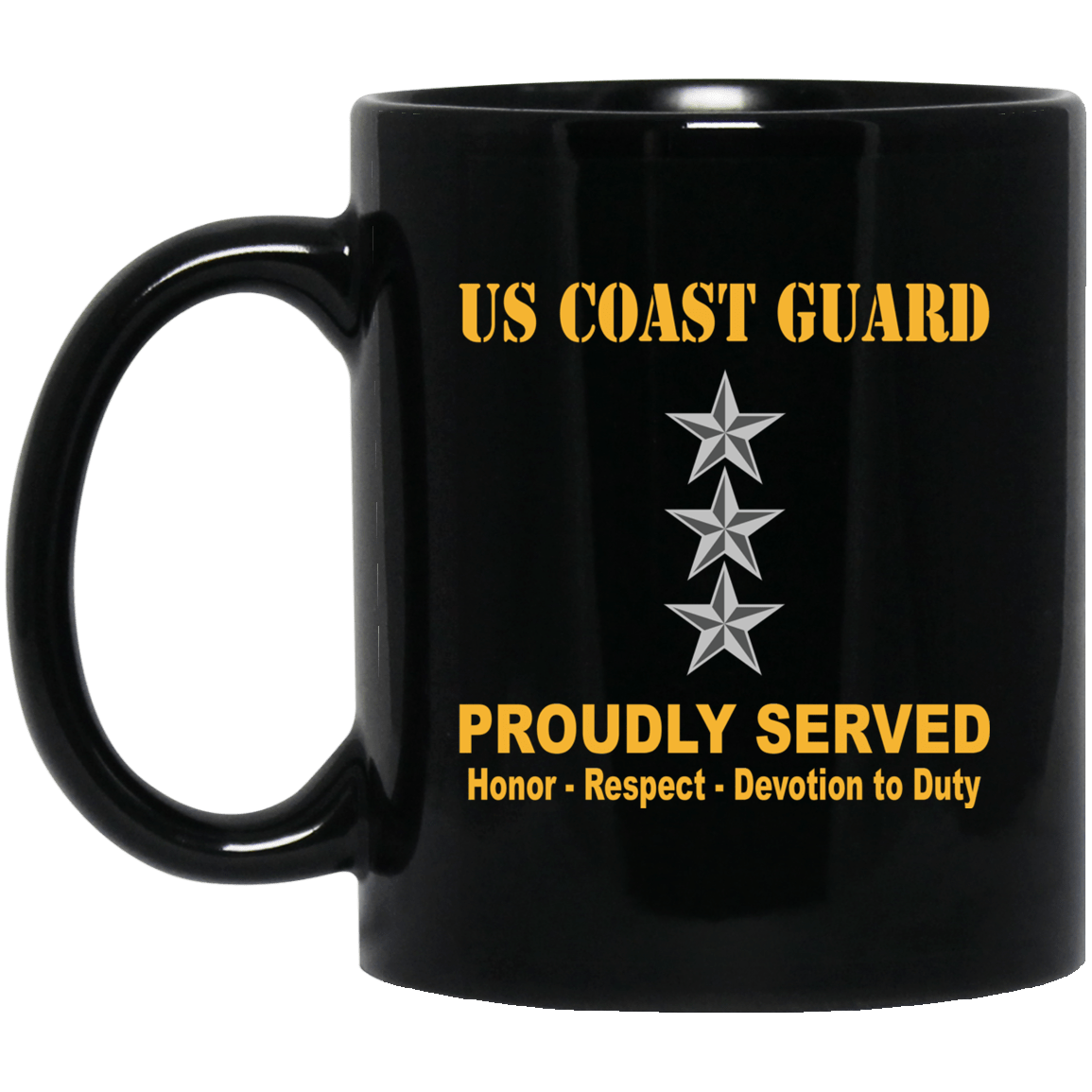 US Coast Guard O-9 Vice Admiral O9 VADM Flag Officer Ranks Proudly Served Black Mug 11 oz - 15 oz-Mug-USCG-Officer-Veterans Nation