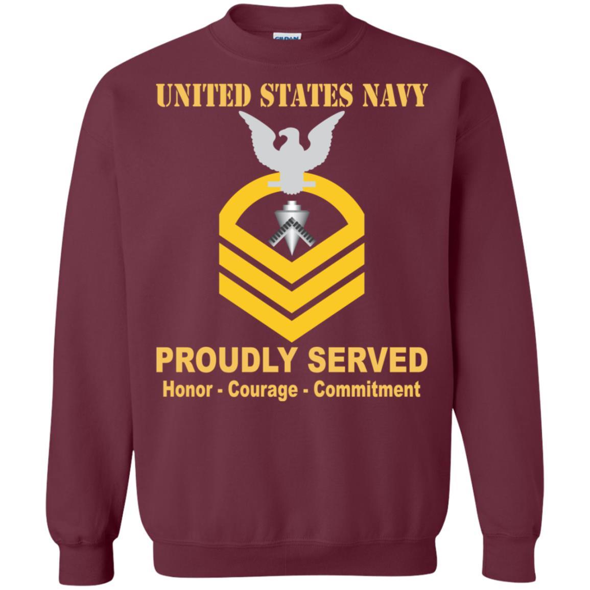 U.S Navy Builder Navy BU E-7 Rating Badges Proudly Served T-Shirt For Men On Front-TShirt-Navy-Veterans Nation