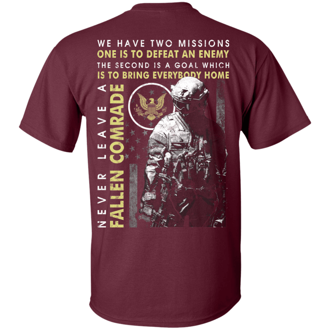 Never Leave A Fallen Comrade Army Men Back T Shirts-TShirt-Army-Veterans Nation