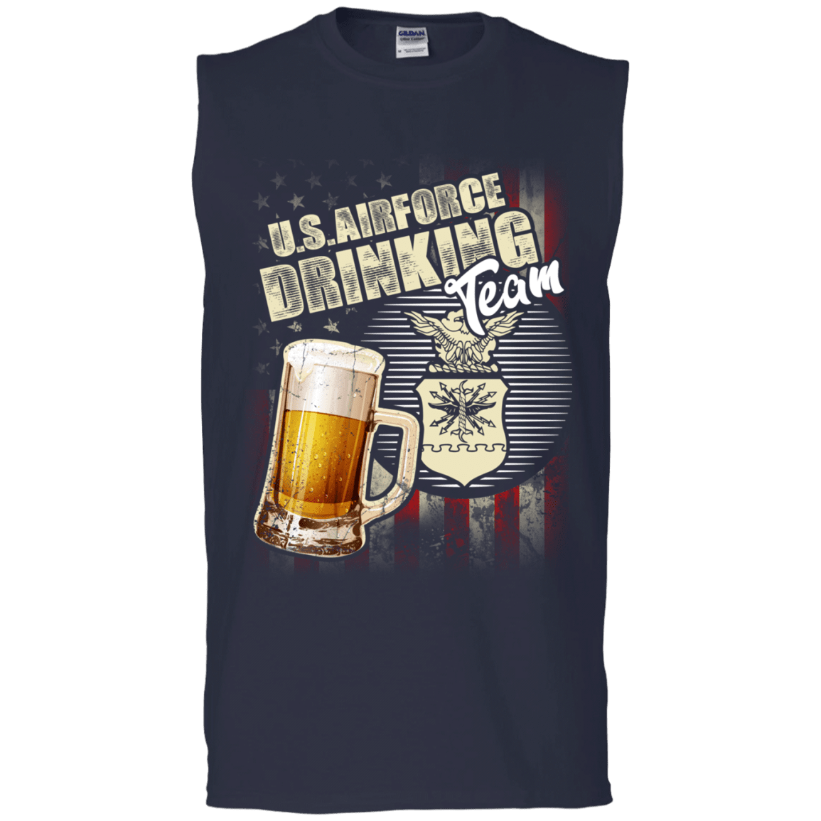 US Air Force Drinking Beer Team Front T Shirts-TShirt-USAF-Veterans Nation