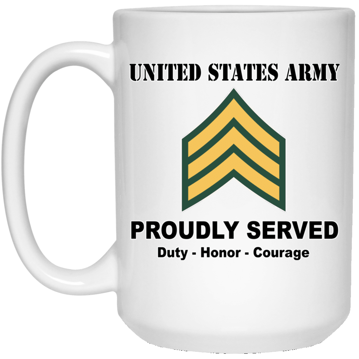 US Army E-5 Sergeant E5 SGT Noncommissioned Officer Ranks White Coffee Mug - Stainless Travel Mug-Mug-Army-Ranks-Veterans Nation