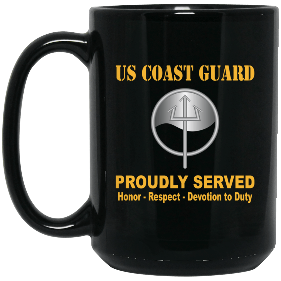 USCG MARINE SCIENCE TECHNICIAN MST Logo Proudly Served Black Mug 11 oz - 15 oz-Mug-USCG-Rate-Veterans Nation