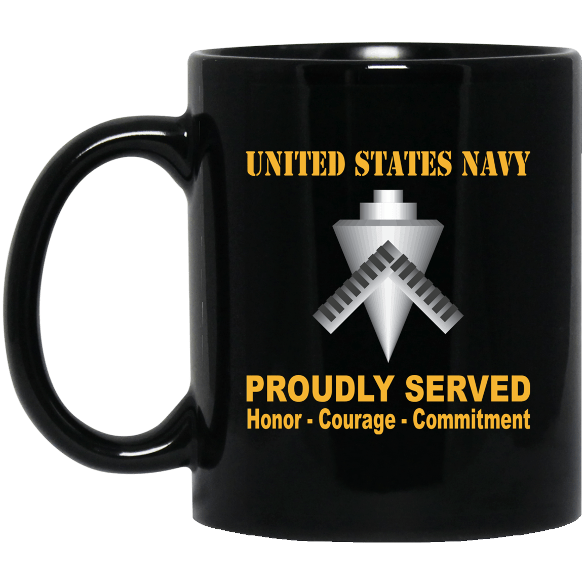 U.S Navy Builder Navy BU Proudly Served Black Mug 11 oz - 15 oz-Mug-Navy-Rate-Veterans Nation