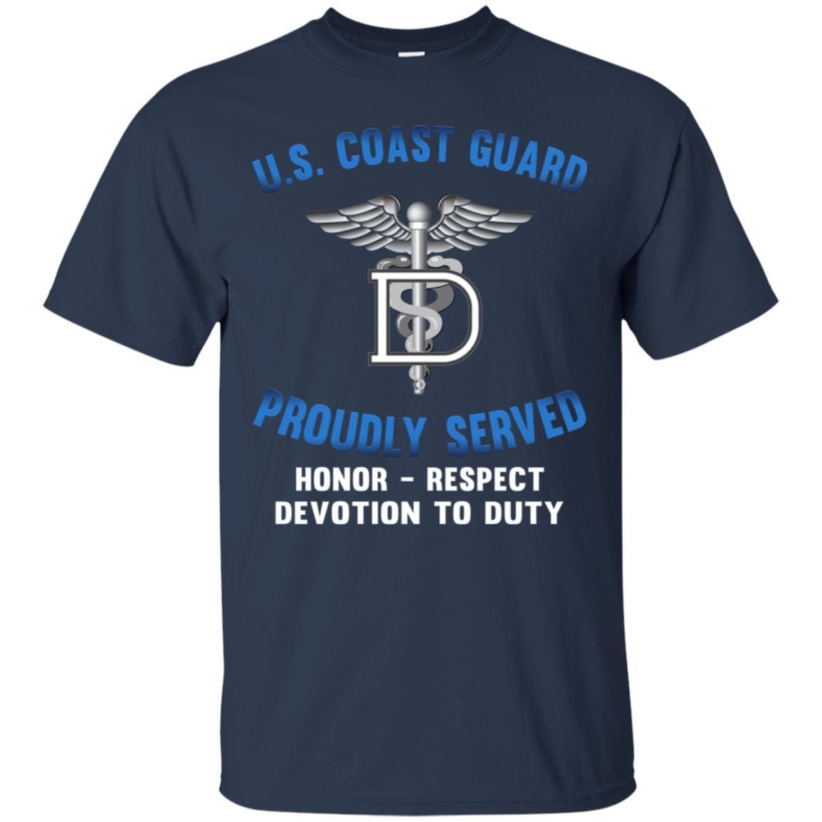 US Coast Guard Dental Technician DT Logo Proudly Served T-Shirt For Men On Front-TShirt-USCG-Veterans Nation