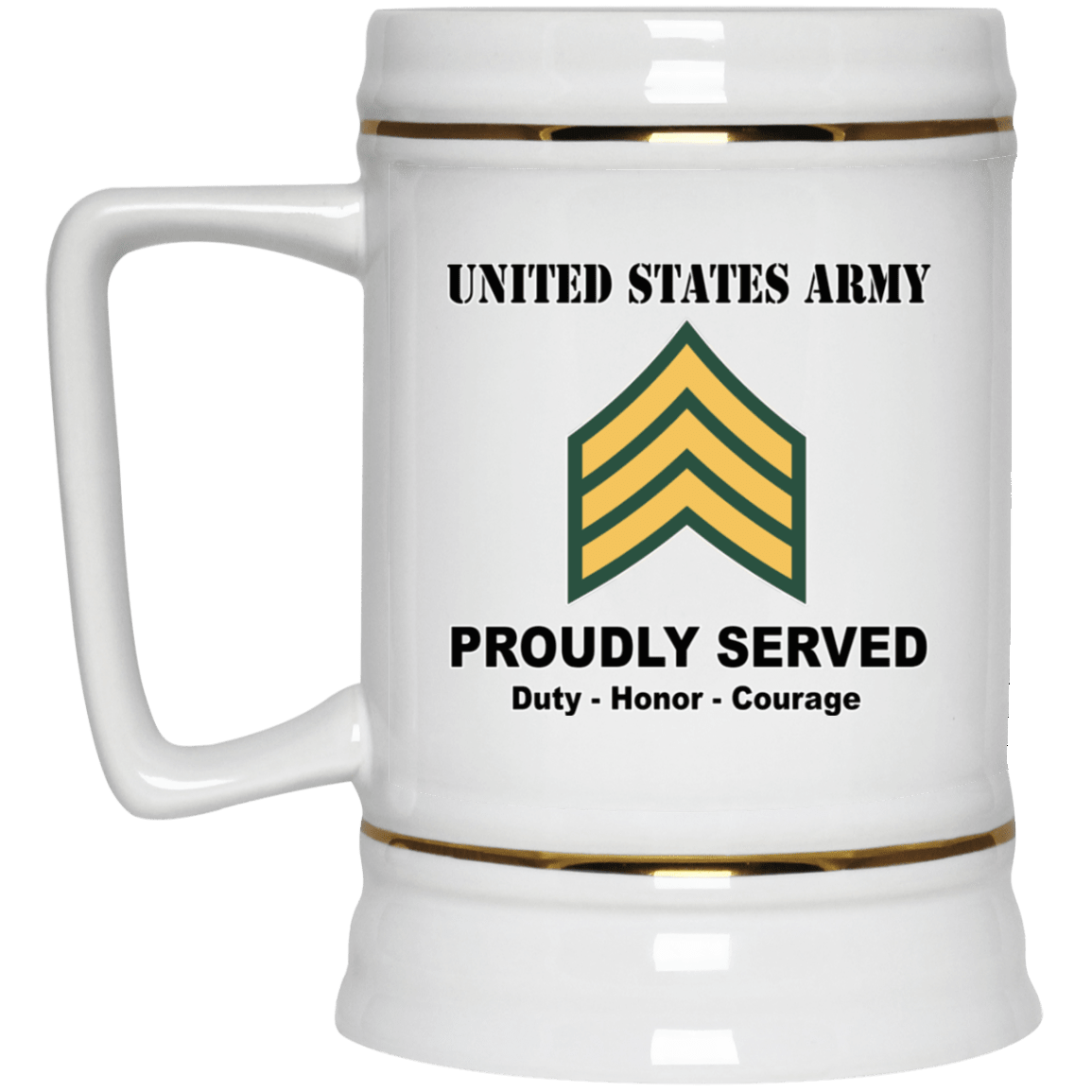 US Army E-5 Sergeant E5 SGT Noncommissioned Officer Ranks White Coffee Mug - Stainless Travel Mug-Mug-Army-Ranks-Veterans Nation