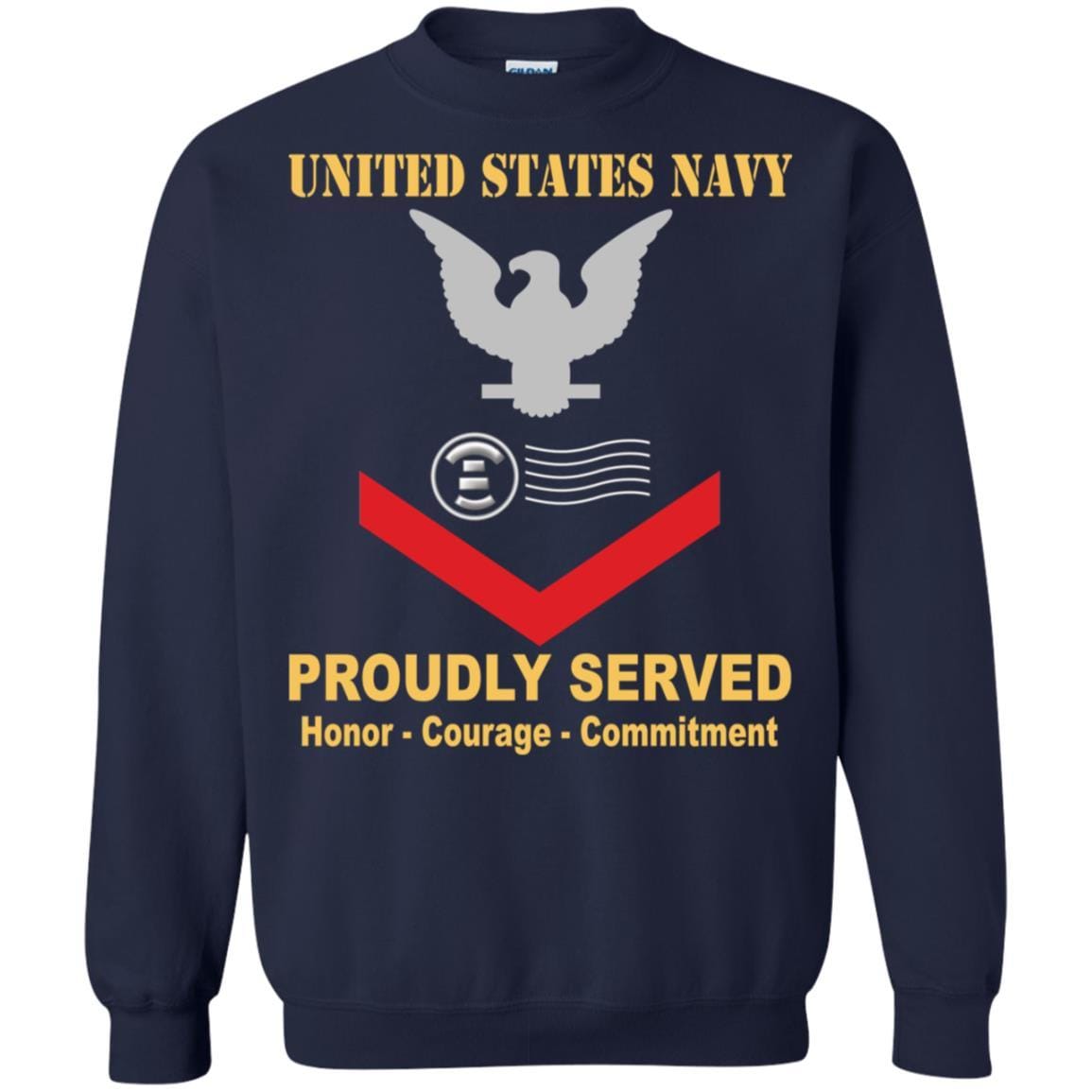 Navy Postal Clerk Navy PC E-4 Rating Badges Proudly Served T-Shirt For Men On Front-TShirt-Navy-Veterans Nation