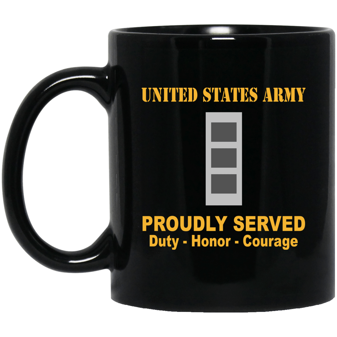 US Army Insignia Proudly Served Duty - Honor - Courage Black Coffee Mug 11oz-15oz-Mug-Army-Veterans Nation