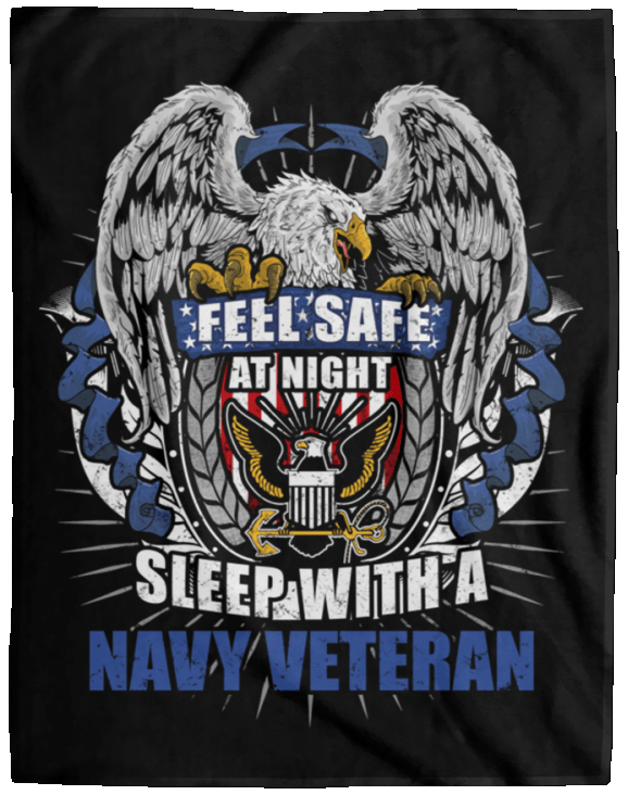 Feel Safe At Night Sleep With A Navy Veteran Cozy Plush Fleece Blanket - 60x80-Blankets-Navy-Logo-Veterans Nation