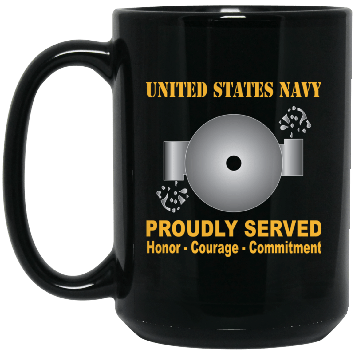 U.S Navy Boiler technician Navy BT Proudly Served Black Mug 11 oz - 15 oz-Mug-Navy-Rate-Veterans Nation