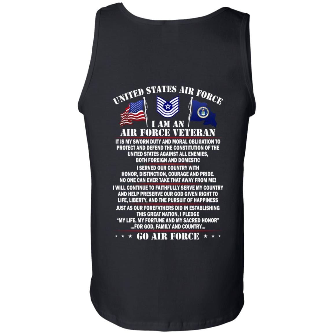 US Air Force E-7 Old Style Rank - Go Air Force T-Shirt On Back-TShirt-USAF-Veterans Nation