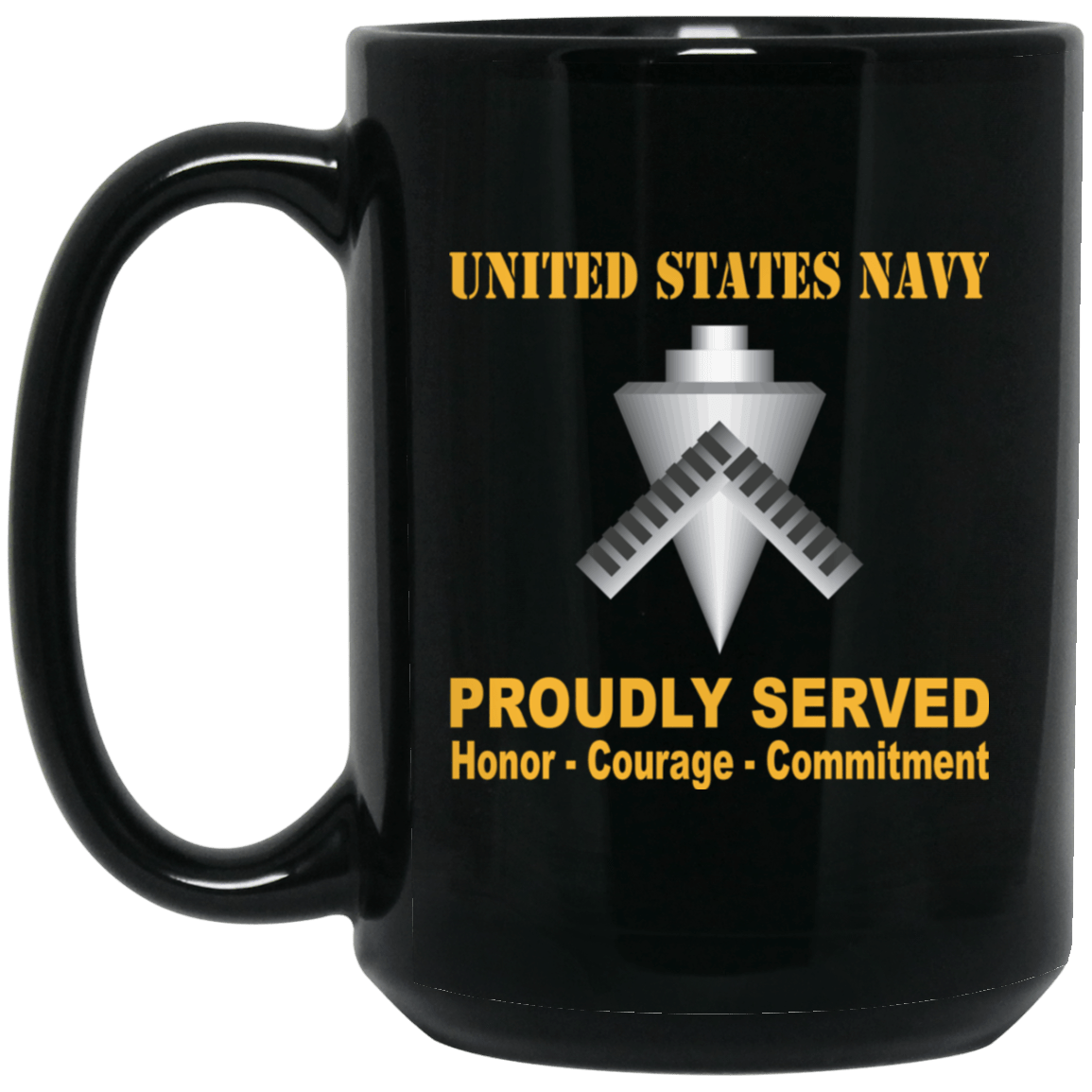 U.S Navy Builder Navy BU Proudly Served Black Mug 11 oz - 15 oz-Mug-Navy-Rate-Veterans Nation