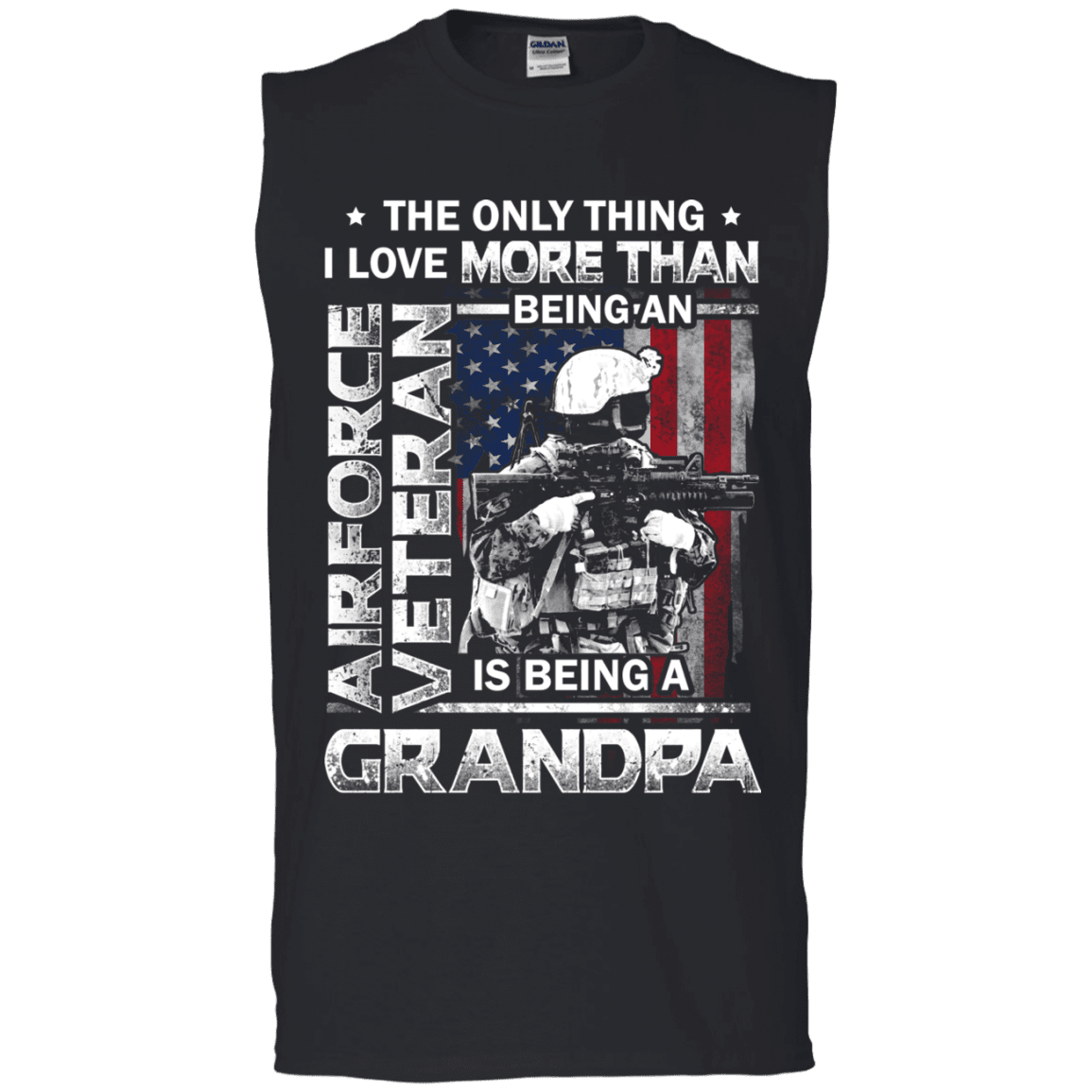 Military T-Shirt "Airforce Veteran I love Being A Grandpa Men" Front-TShirt-General-Veterans Nation