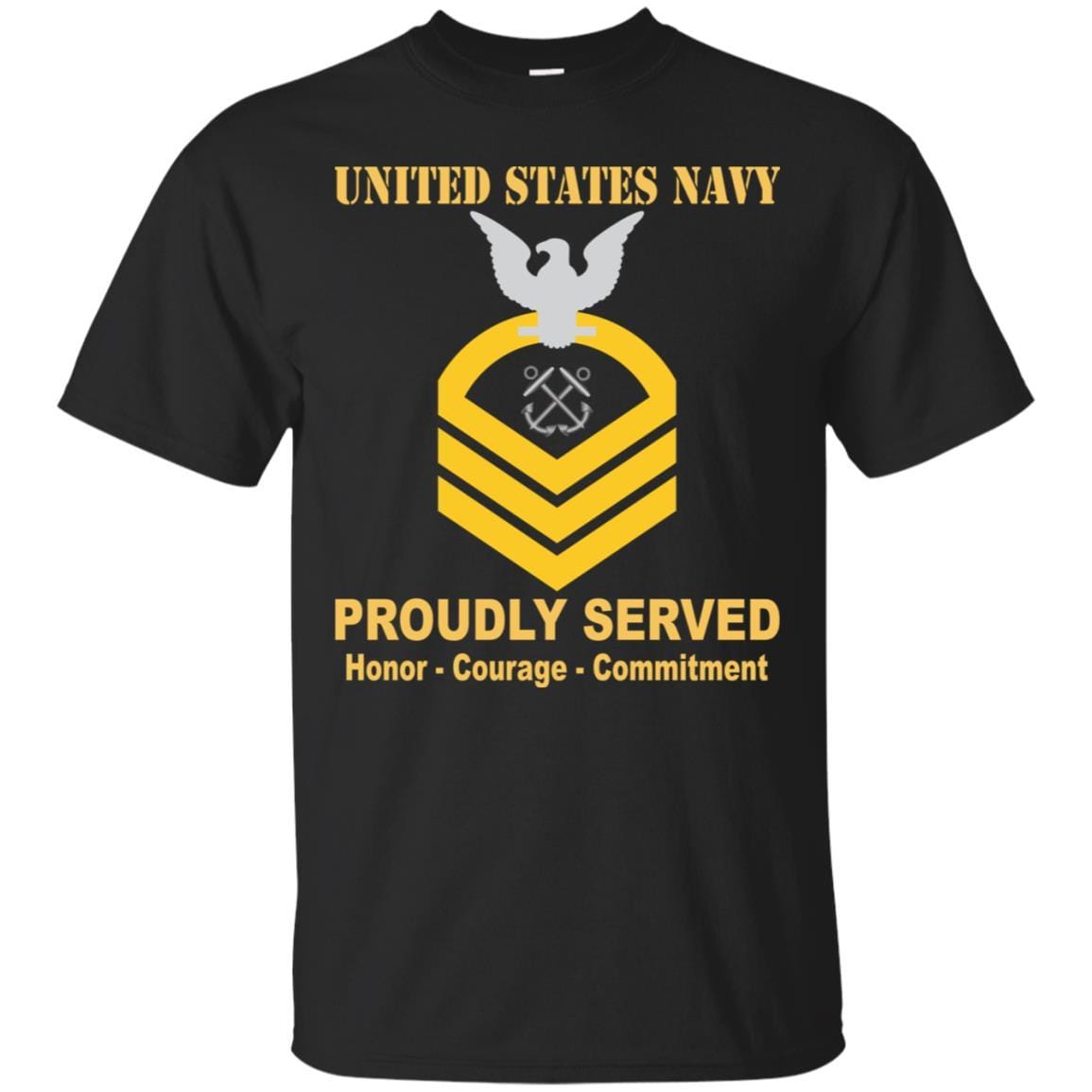 U.S Navy Boatswain's Mate Navy BM E-7 Rating Badges Proudly Served T-Shirt For Men On Front-TShirt-Navy-Veterans Nation