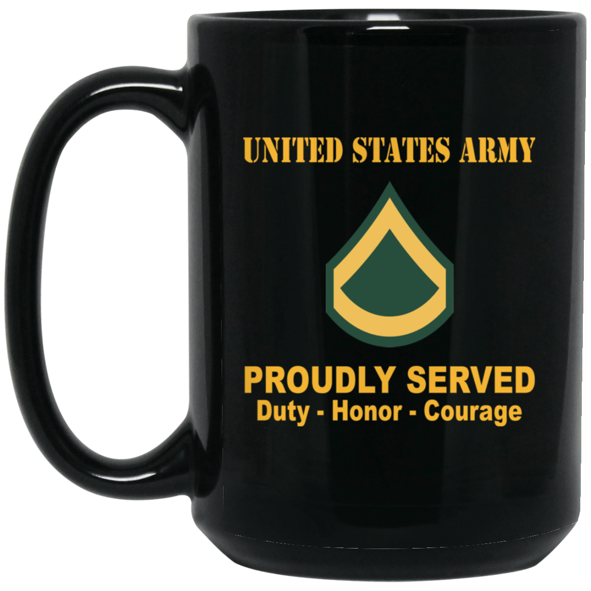 US Army E-3 PFC E3 Private First Class Ranks Proudly Served Black Mug Black Mug-Mug-Army-Ranks-Veterans Nation