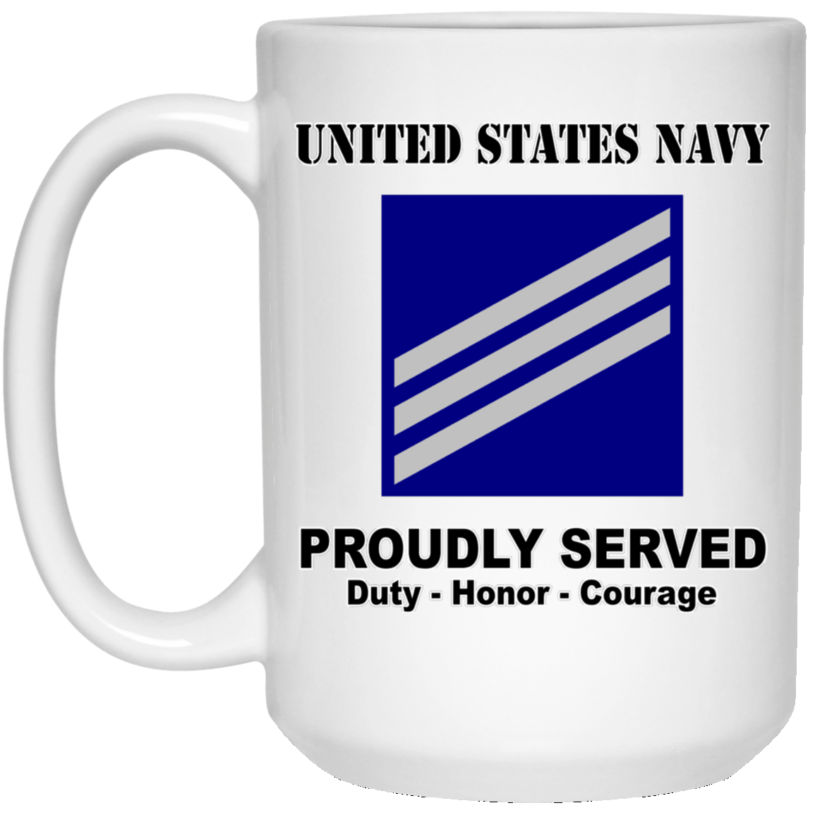 US Navy E-3 Seaman E3 SN Junior Enlisted Ranks T shirt White Coffee Mug - Stainless Travel Mug-Mug-Navy-Collar-Veterans Nation