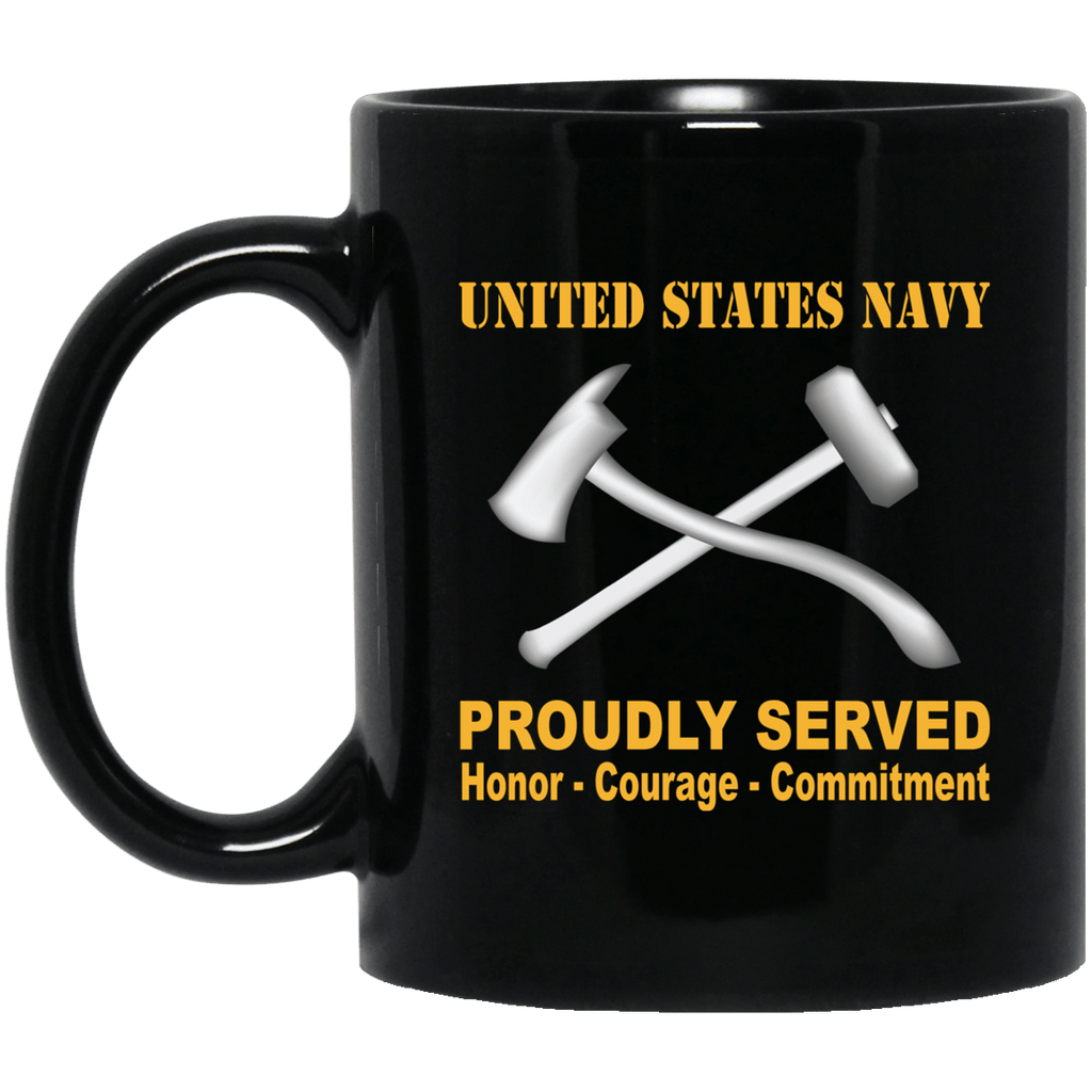 Navy Damage Controlman Navy DC Proudly Served Black Mug 11 oz - 15 oz-Mug-Navy-Rate-Veterans Nation