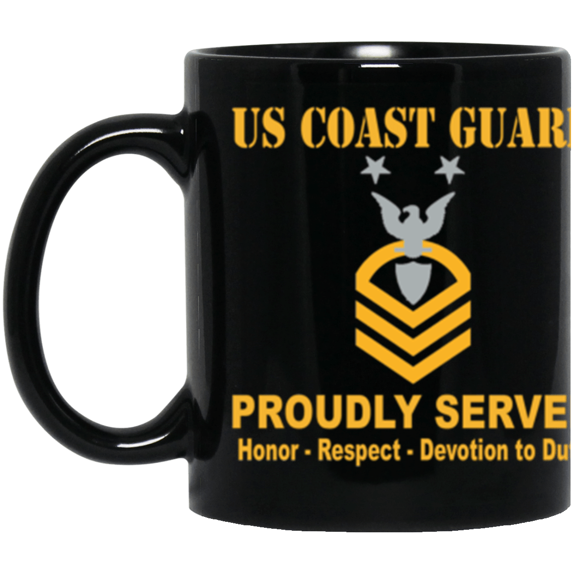 US Coast Guard E-9 Command Master Chief Petty Officer E9 CMC Chief Petty Officer Proudly Served Core Values 11 oz. Black Mug-Drinkware-Veterans Nation