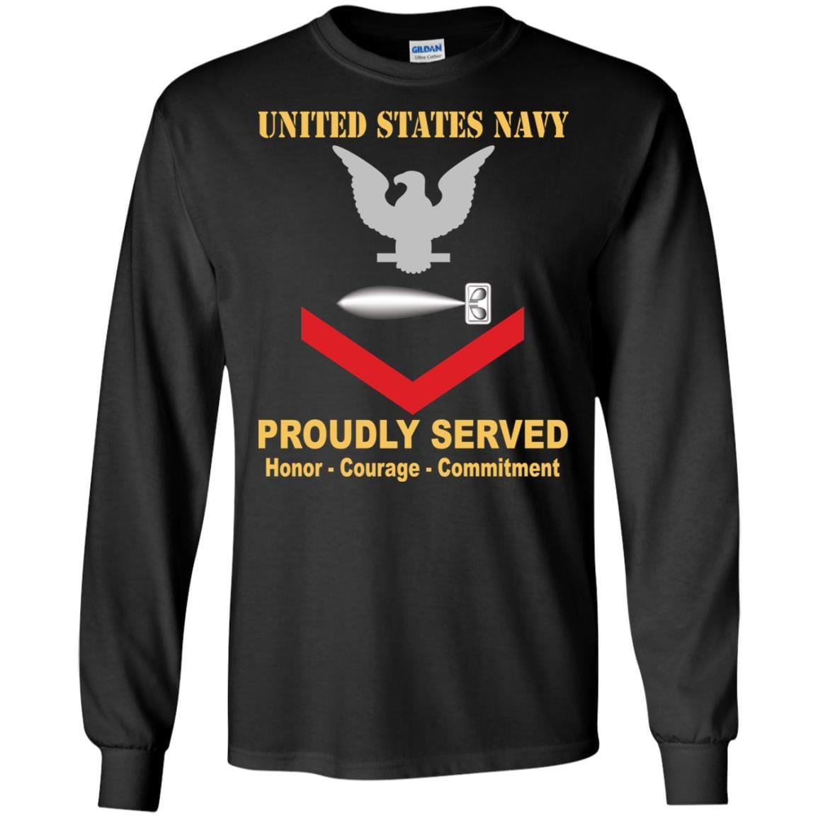 U.S Navy Torpedoman's mate Navy TM E-4 Rating Badges Proudly Served T-Shirt For Men On Front-TShirt-Navy-Veterans Nation