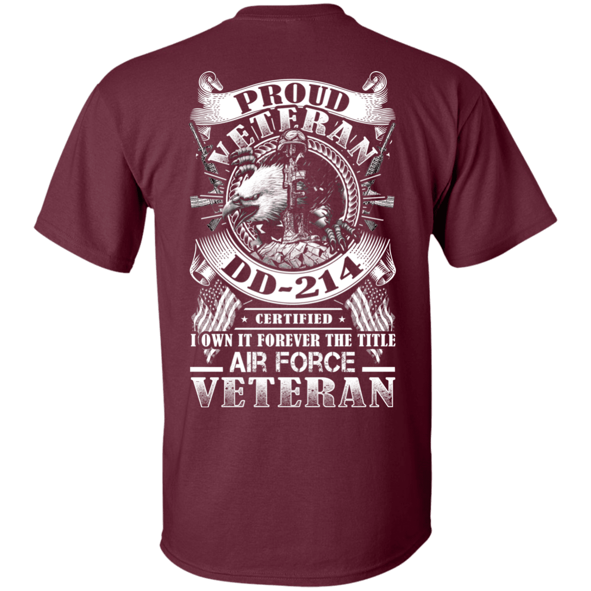 Proud Air Force Veteran DD214 Back T Shirts-TShirt-USAF-Veterans Nation