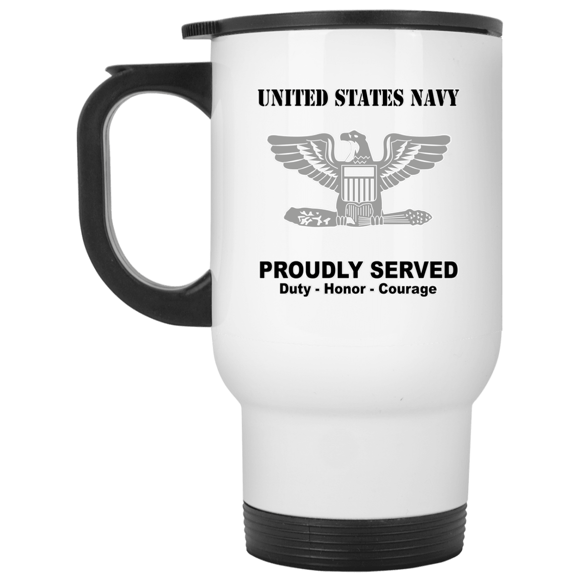 US Navy O-6 Captain O6 CAPT Senior Officer Ranks T shirt White Coffee Mug - Stainless Travel Mug-Mug-Navy-Officer-Veterans Nation