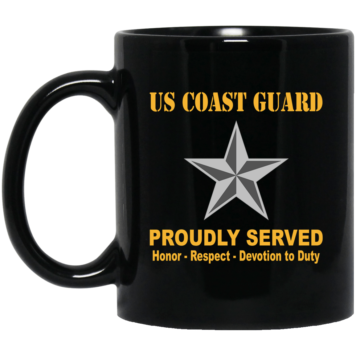 US Coast Guard O-7 Rear Admiral Lower Half O7 DRML Flag Officer Ranks Proudly Served Black Mug 11 oz - 15 oz-Mug-USCG-Officer-Veterans Nation