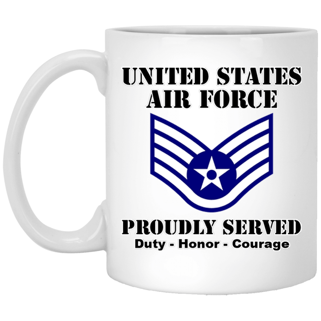 US Air Force E-5 Staff Sergeant SSgt E5 Noncommissioned Officer Ranks White Coffee Mug - Stainless Travel Mug-Mug-USAF-Ranks-Veterans Nation