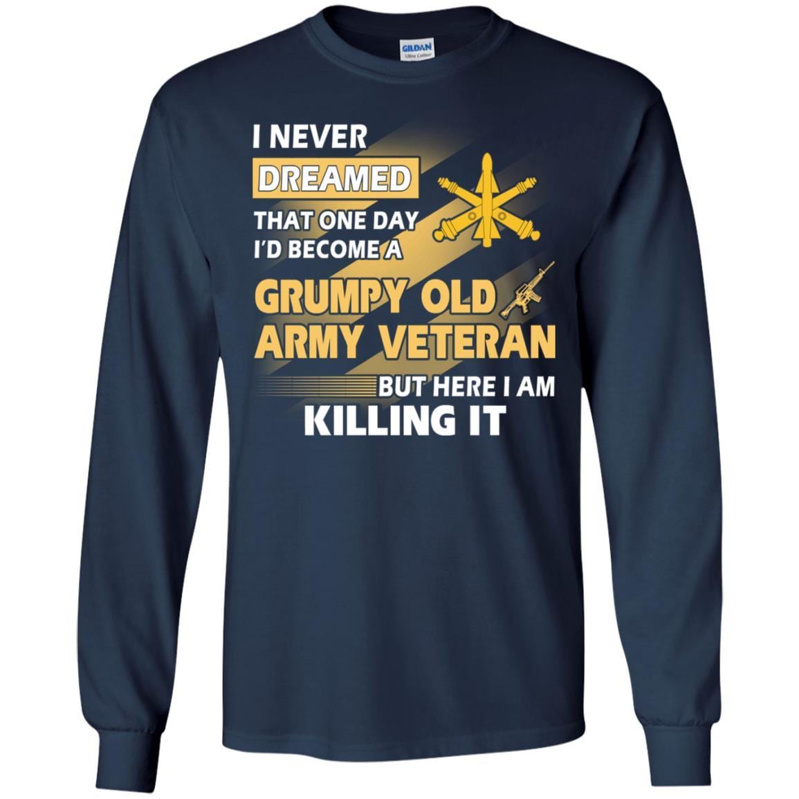 US Army T-Shirt "Air Defense Artillery Grumpy Old Veteran" On Front-TShirt-Army-Veterans Nation