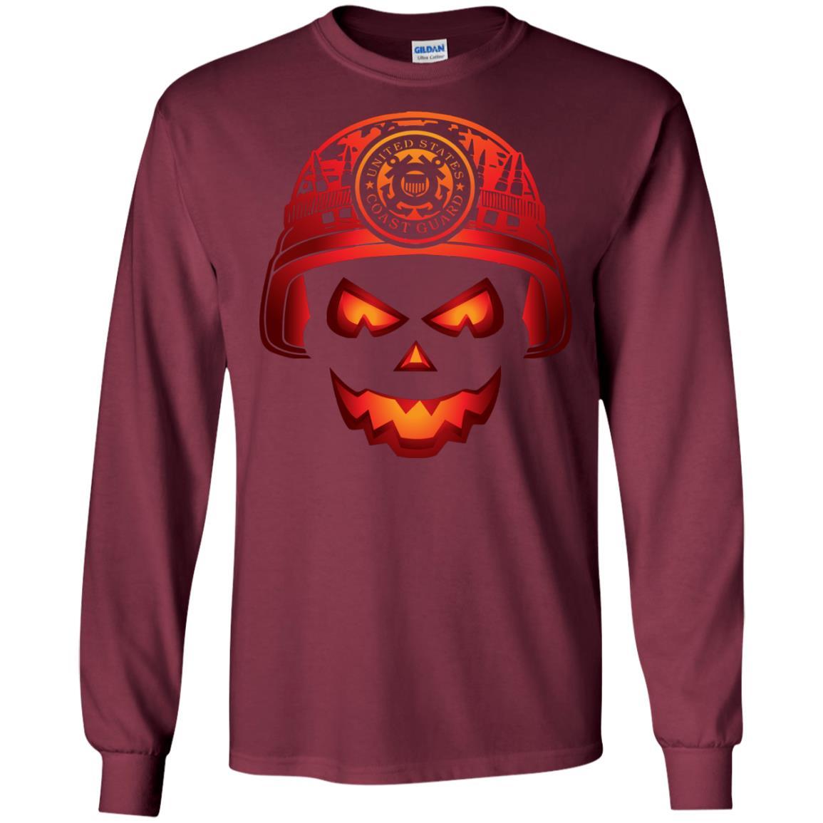 USCG Coast Guard Skull Halloween Men T Shirt On Front-TShirt-USCG-Veterans Nation