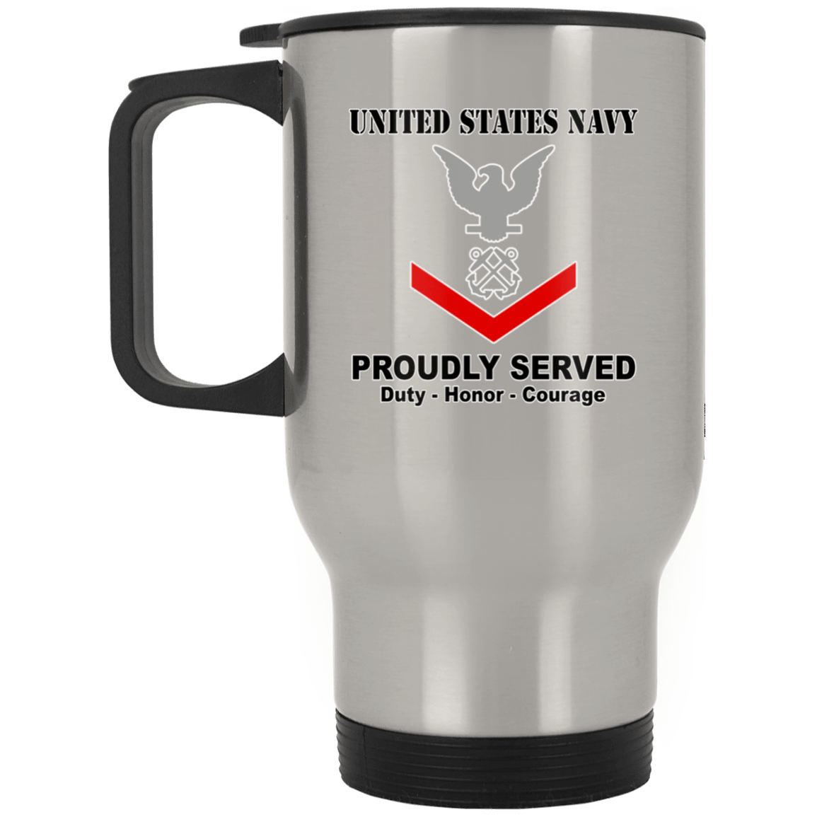 US Navy E-4 Petty Officer Third Class E4 PO3 Noncommissioned Officer Ranks T shirt White Coffee Mug - Stainless Travel Mug-Mug-Navy-Collar-Veterans Nation